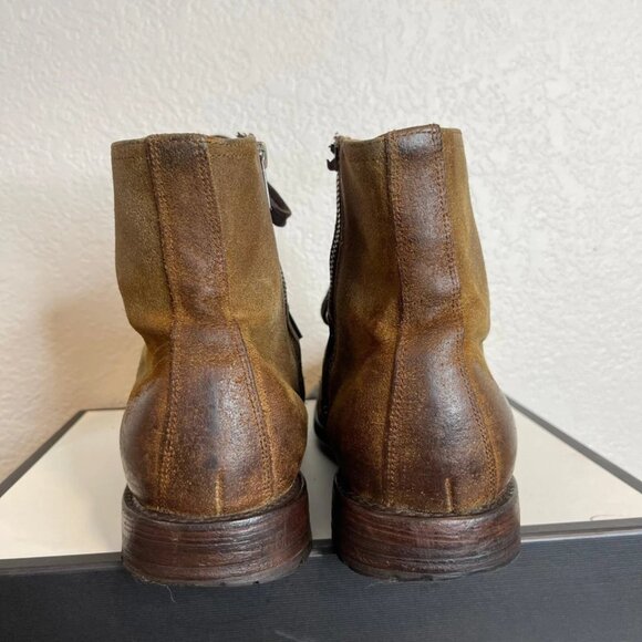 Frye Bowery Brown Leather Ankle Combat Boots Side Zip Lace up Men's Size 12 D - Picture 6 of 12